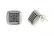 Men's Sterling Silver Square or Button Cut Pave Studs - Second Medium