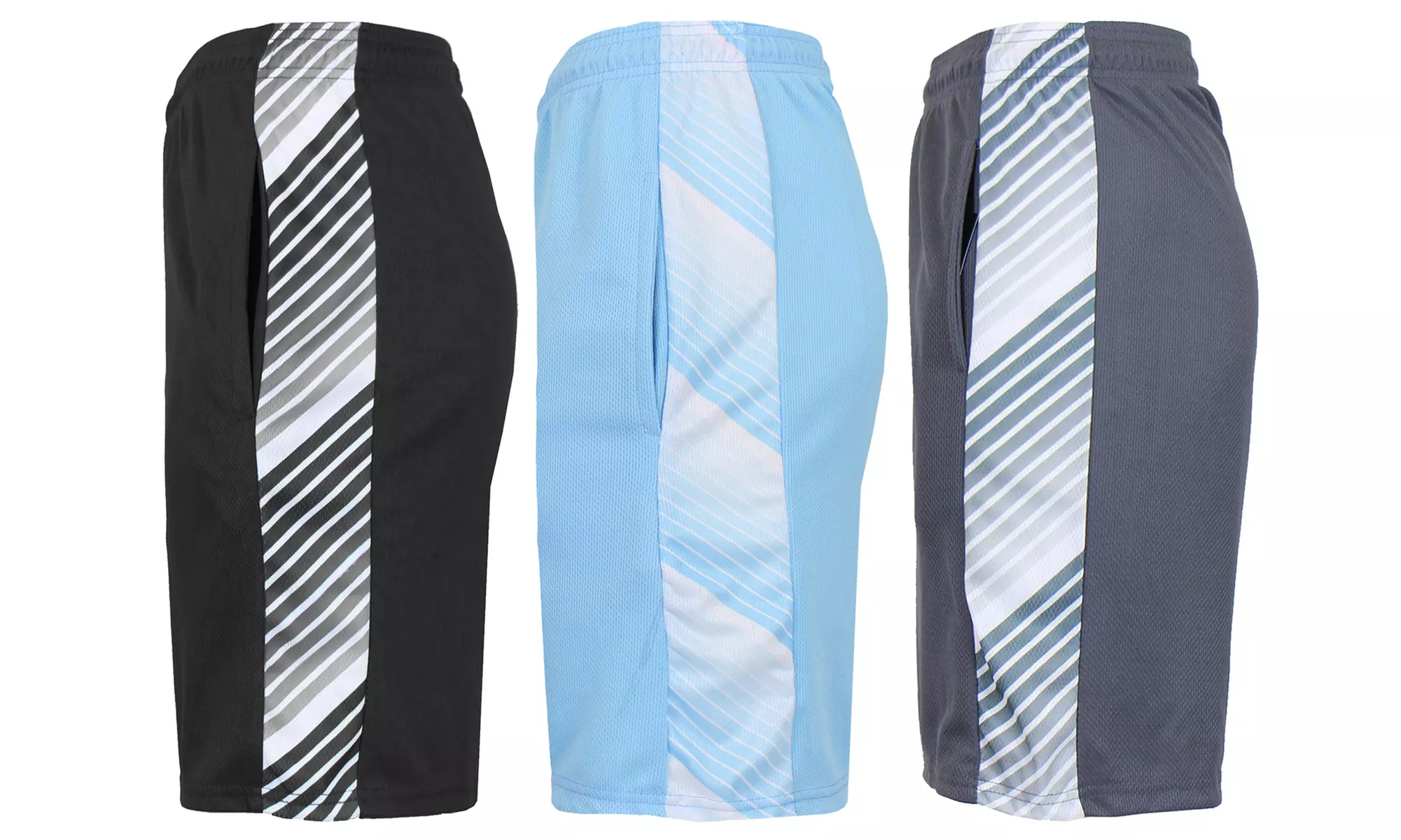 (3-Pack) Men's Moisture Wicking Performance Mesh Shorts With Side Trim Design