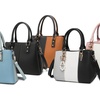 Image 1: Women's Color-block Fashion Tote and Top Handle Handbags