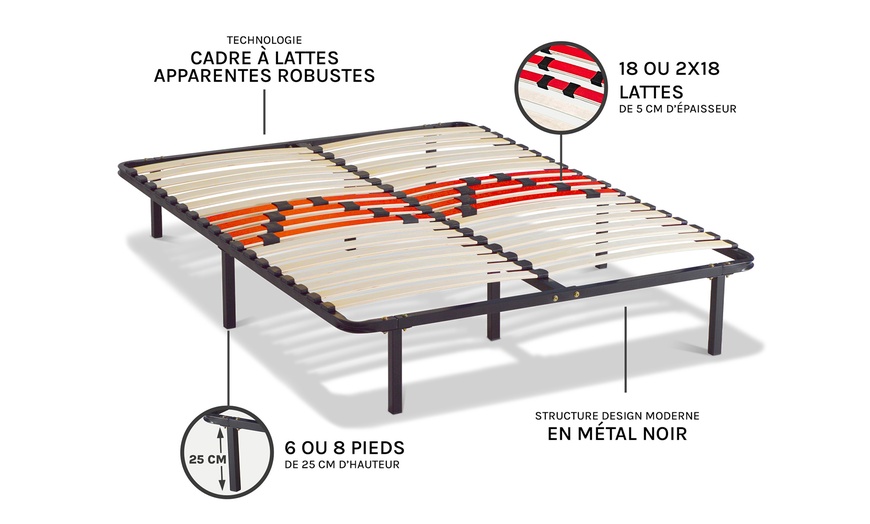 Image 12: Sommier cadre à lattes morphologiques en métal