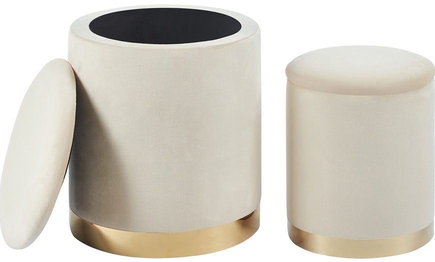 Image 4: Conjunto de pufs de terciopelo