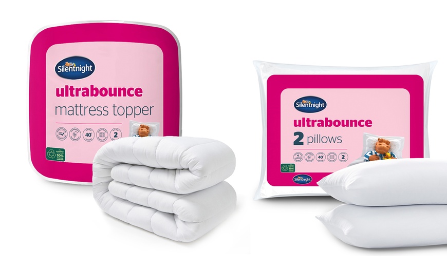 Image 1: Silentnight Ultrabounce Mattress Topper and Pillow Pair Set 