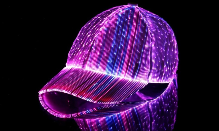 Image 1: LED Fiber Optic Light-Up Baseball Cap