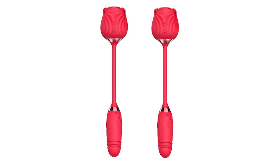 Image 8: 2 in 1 Rose Sucking Vibrator