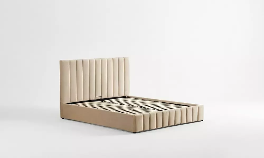 Lit coffre Trocadéro en velours avec tête de lit