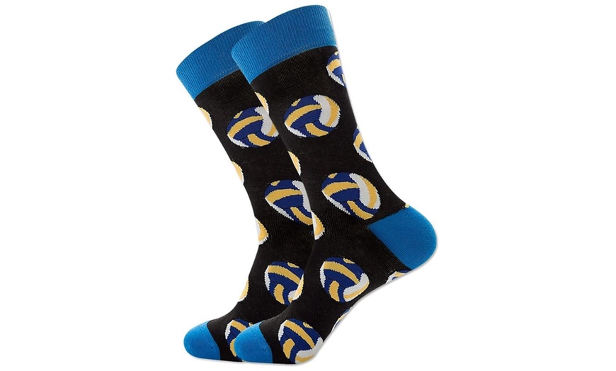 Image 8: 1, 5 oder 10 Paare lustige Herren-Socken mit Ball-Motiv