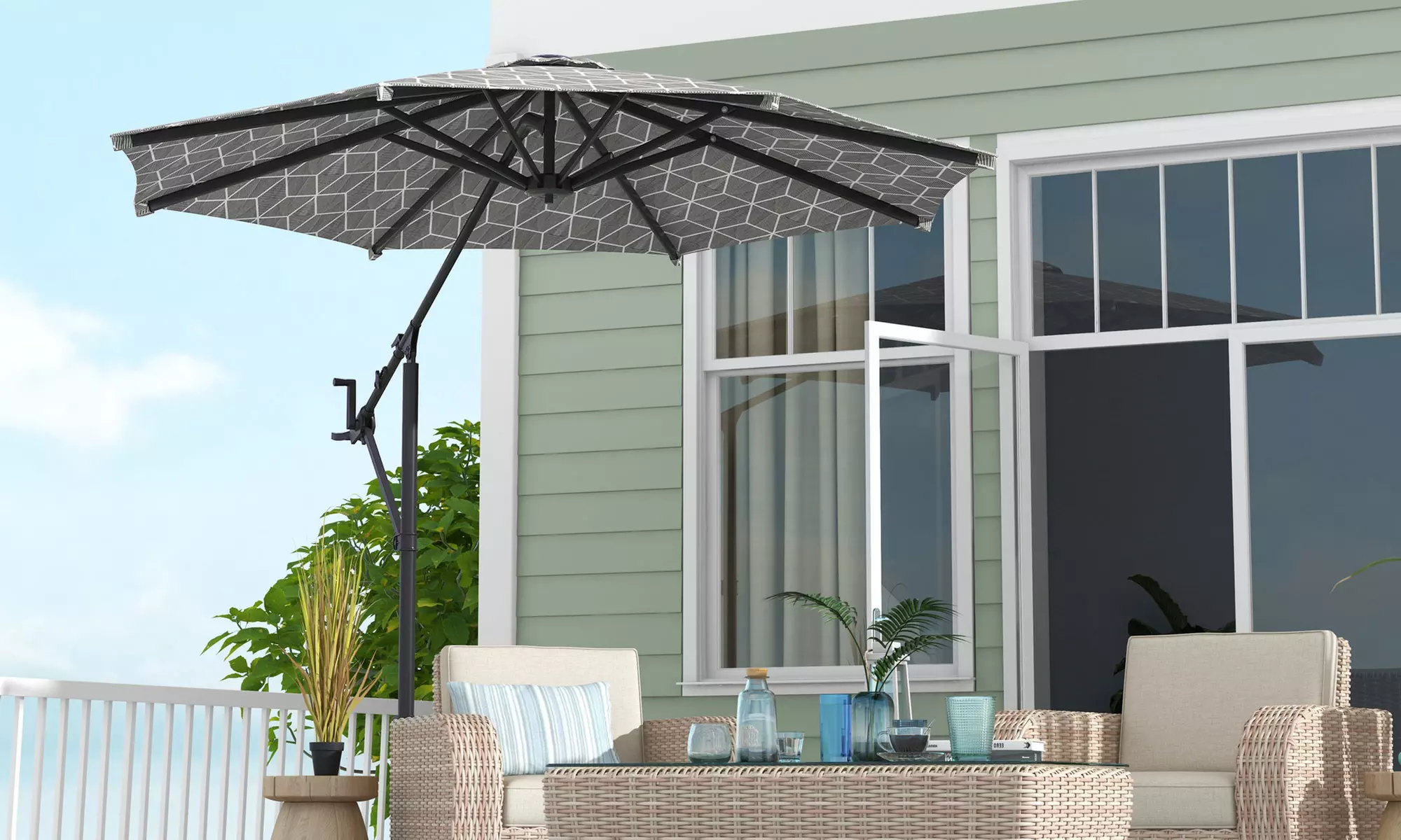 Outsunny Convertible Cantilever Parasol