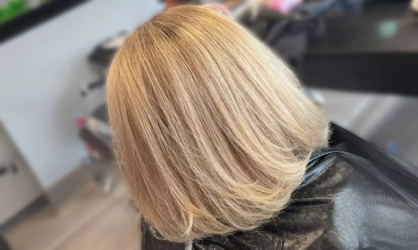 Scissor Haircut w/ Blowout, All Over Color, Partial Highlights, & More