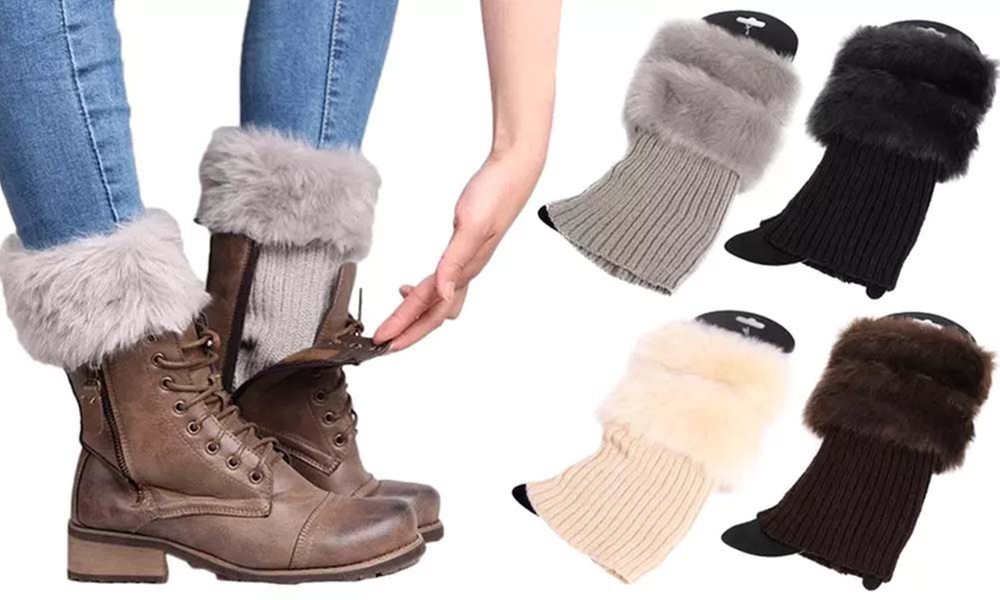 1x oder 2x Damen-Beinstulpen mit Kunstpelz