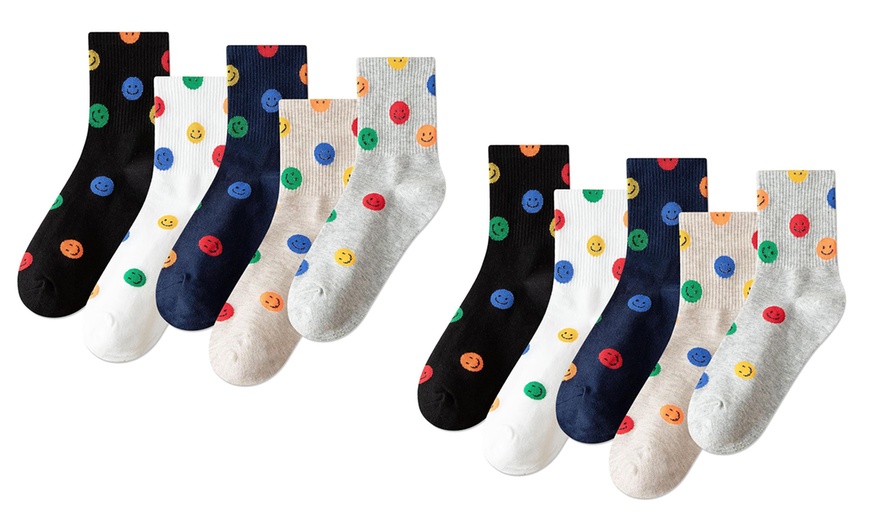Image 12: 5 or 10 Pairs of Smiley Socks for Women