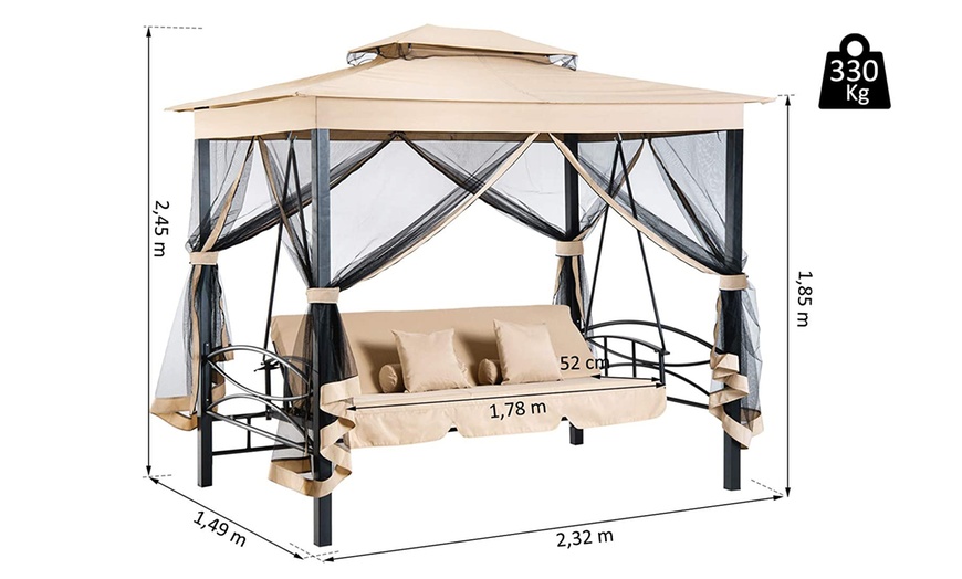 Image 10: Outsunny Three Seater Swing Chair