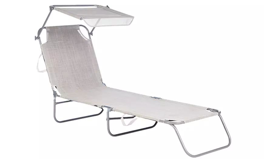 Image 9: Tumbona plegable con parasol 