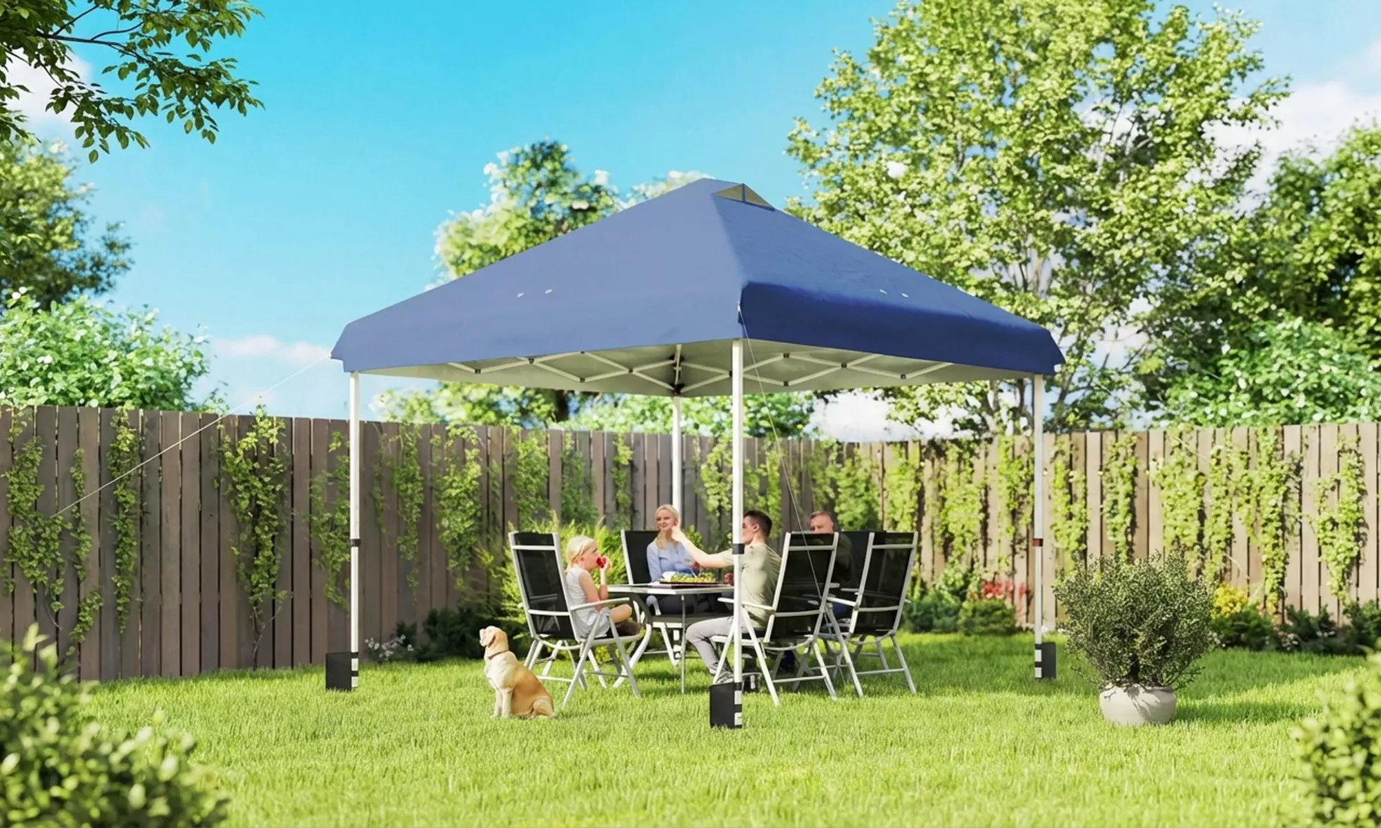 Outsunny 3m x 3m UPF50+ Pop-Up Gazebo with Wheels