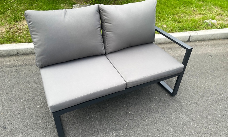 Image 5: Aluminum Gas Fire Pit Sofa Dining Set 