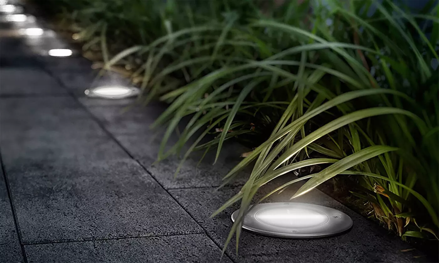 SolarEK 8-LED Disk Solar Ground Lights for Pathway & Garden (4 or 8-Pack)