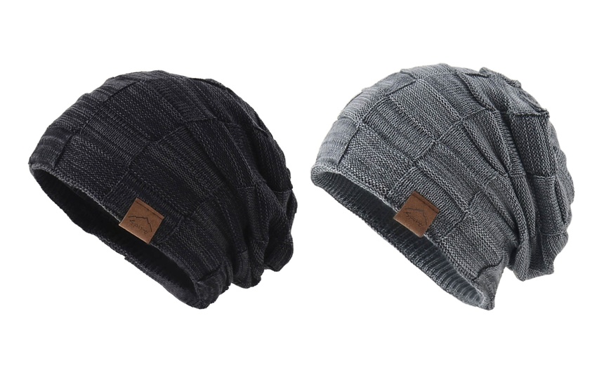 Image 9: 1 of 2 unisex stretchable en warme beanies