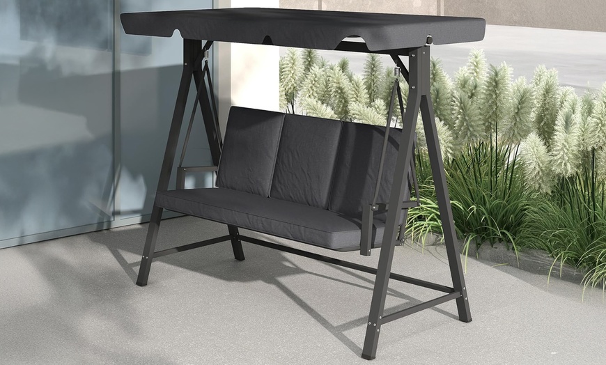 Image 12: Outsunny Three-Seater Swing Bench