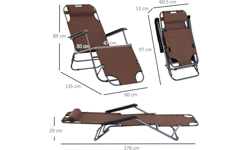 Image 22: Outsunny Two-in-One Foldable Lounger