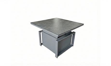 Signature Weave Unisex Grey Madrid Rising Outdoor Table With Adjustable Height And 3D Glass Top: