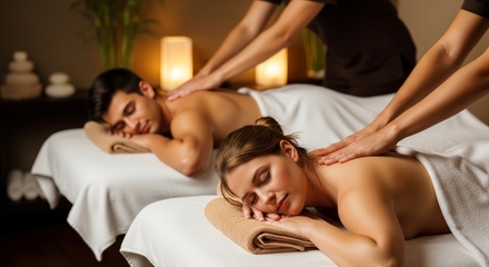 60 Min Couples Massage with Hot Towels + Himalayan Foot Detox - ZenAway Nail & Massage Spa