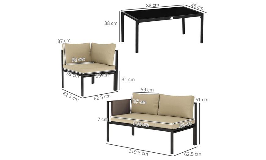 Image 7: Outsunny Five Seater Garden Corner Sofa Set