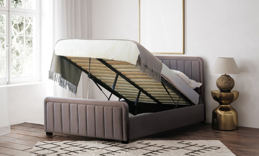 Image 3: Fabric Borneo Ottoman Bed with Optional Mattress