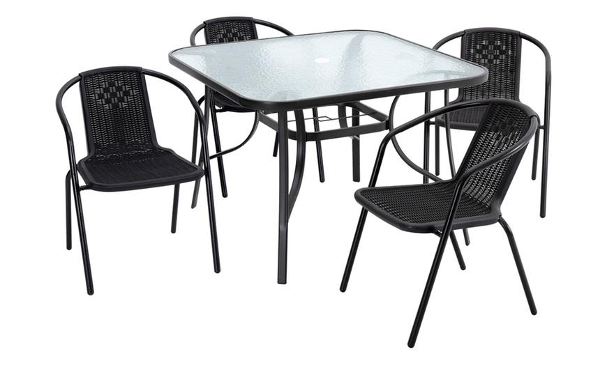 Image 24: Garden Rippled Tempered Glass Table Set