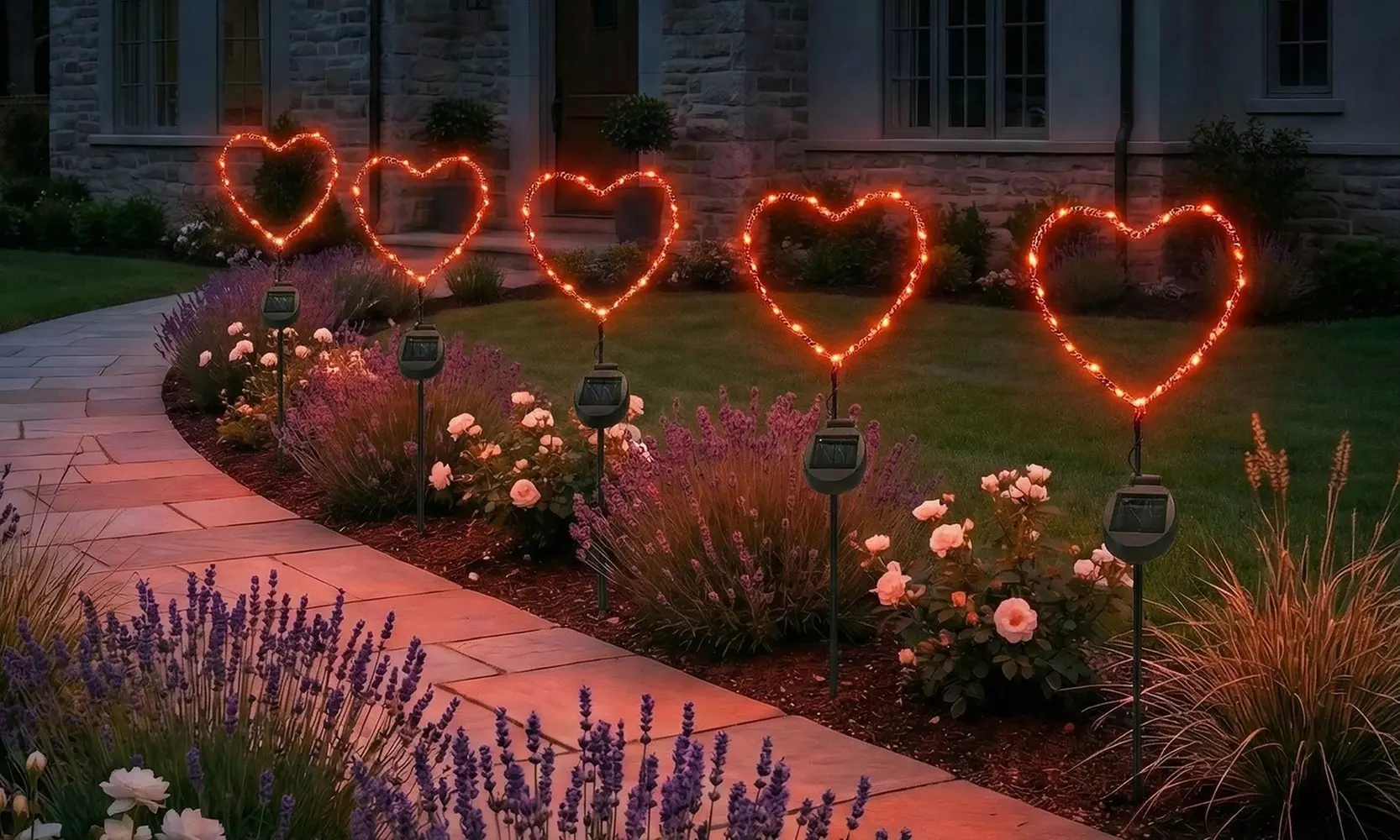 Outdoor Solar Powered LED Decorative Garden Stake Light (Set of 2) - 5 Options