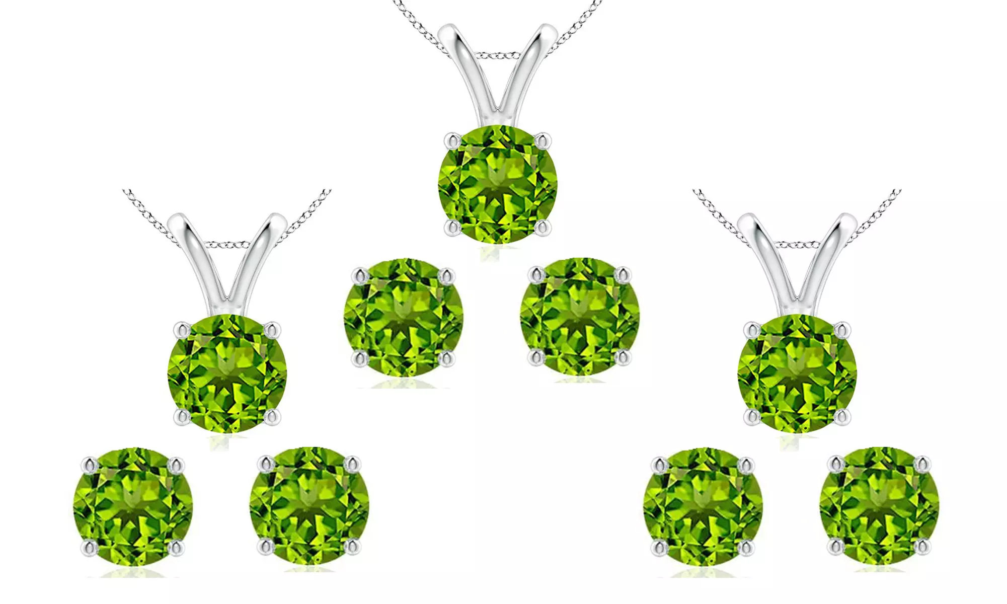 4 Cttw Round Peridot 18 Inch Necklace In Earring Set 24k Gold plated