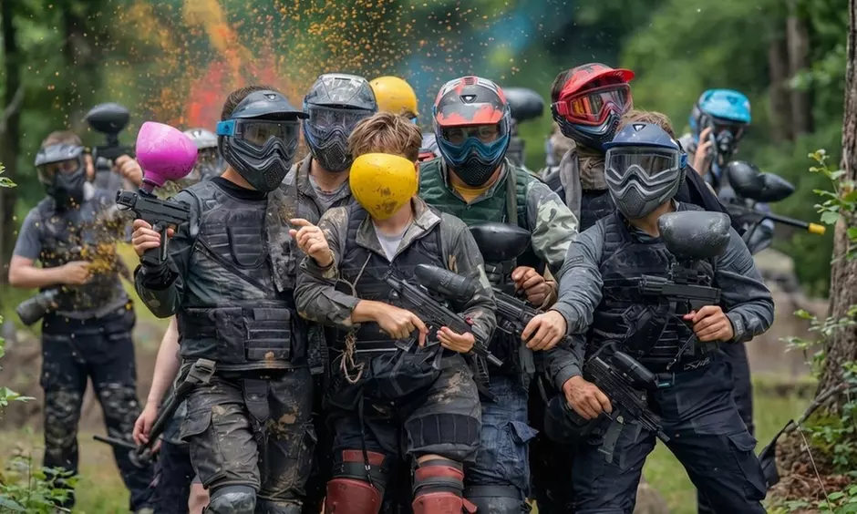 Paintball Party dla 10-18 osób: do 3000 kulek i wspólny grill po grze