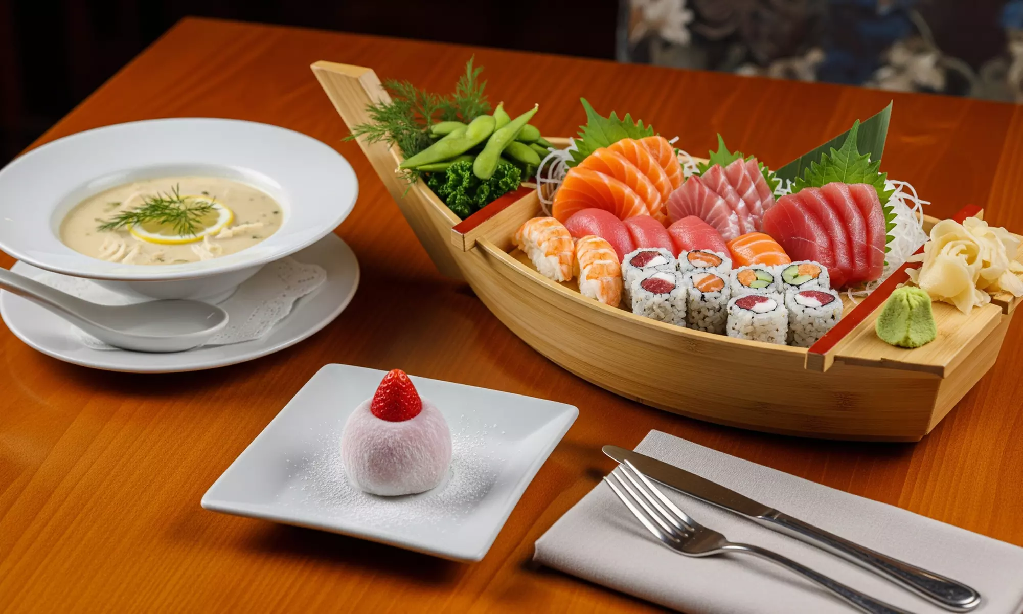 Luxury 3-Gänge-Sush-Menü für 2 oder 4 Personen