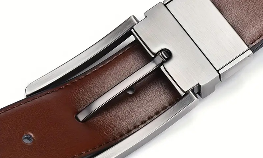 Image 2: Reversible Leather Belt for Men