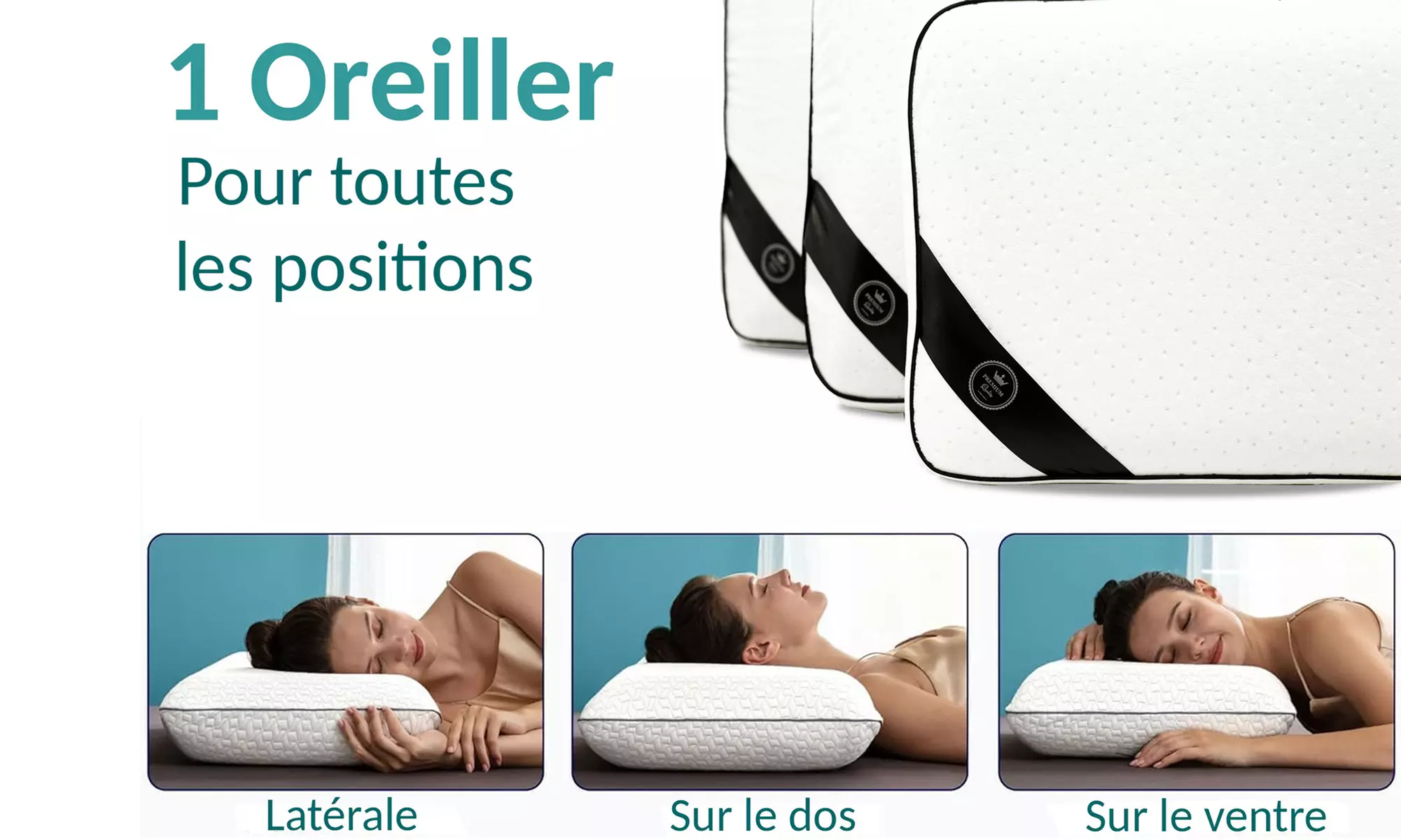 Oreiller Harmonie, mousse à mémoire de forme s'adaptant à la courbe naturelle de votre cou, Sampur - Second Medium