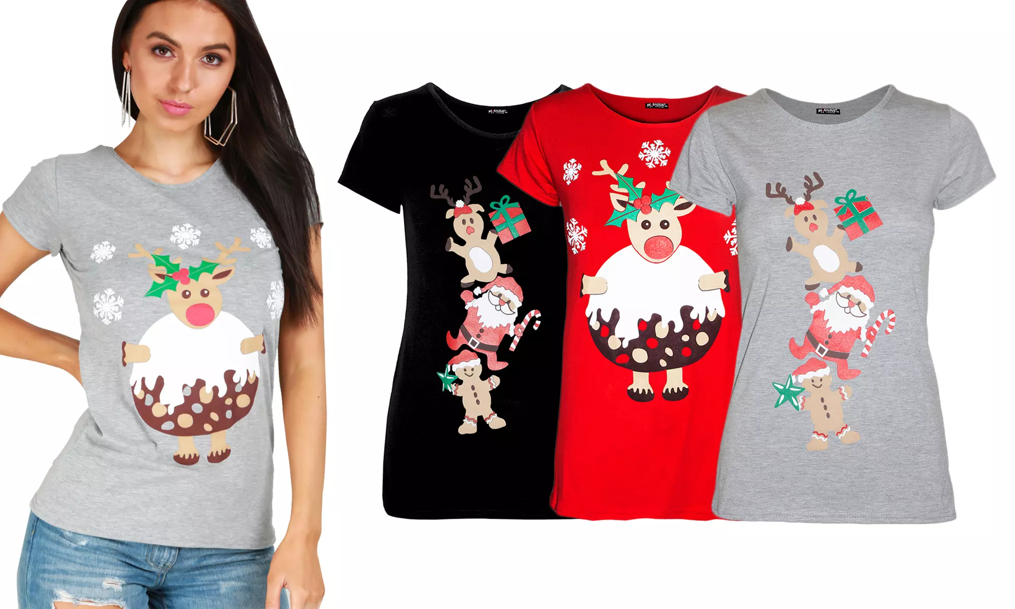 T-shirt avec imprimé de Noël, modèles au choix - Primary Image