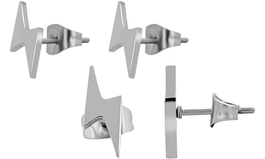 Image 3: Pendientes elegantes de acero inoxidable tipo botón