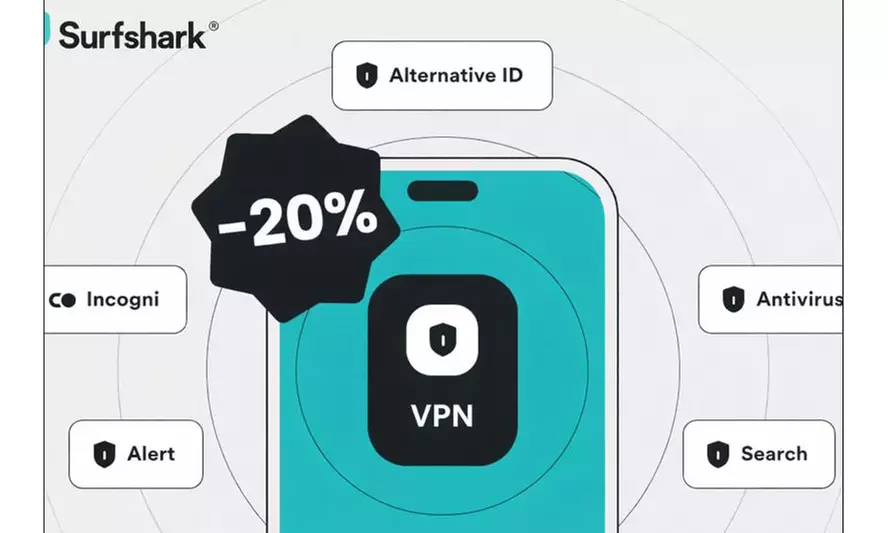 Online-Sicherheit für alle deine Geräte: Surfshark Starter oder One Abonnement für 1 oder 2 Jahre mit bis zu 22% Rabatt! - Primary Image