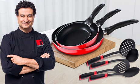 Set con 3 padelle e 4 utensili da cucina San Ignacio