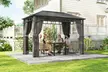 Outsunny Dark Grey Metal Garden Gazebo with Galvanised Roof, Curtains and Netting - Image 2