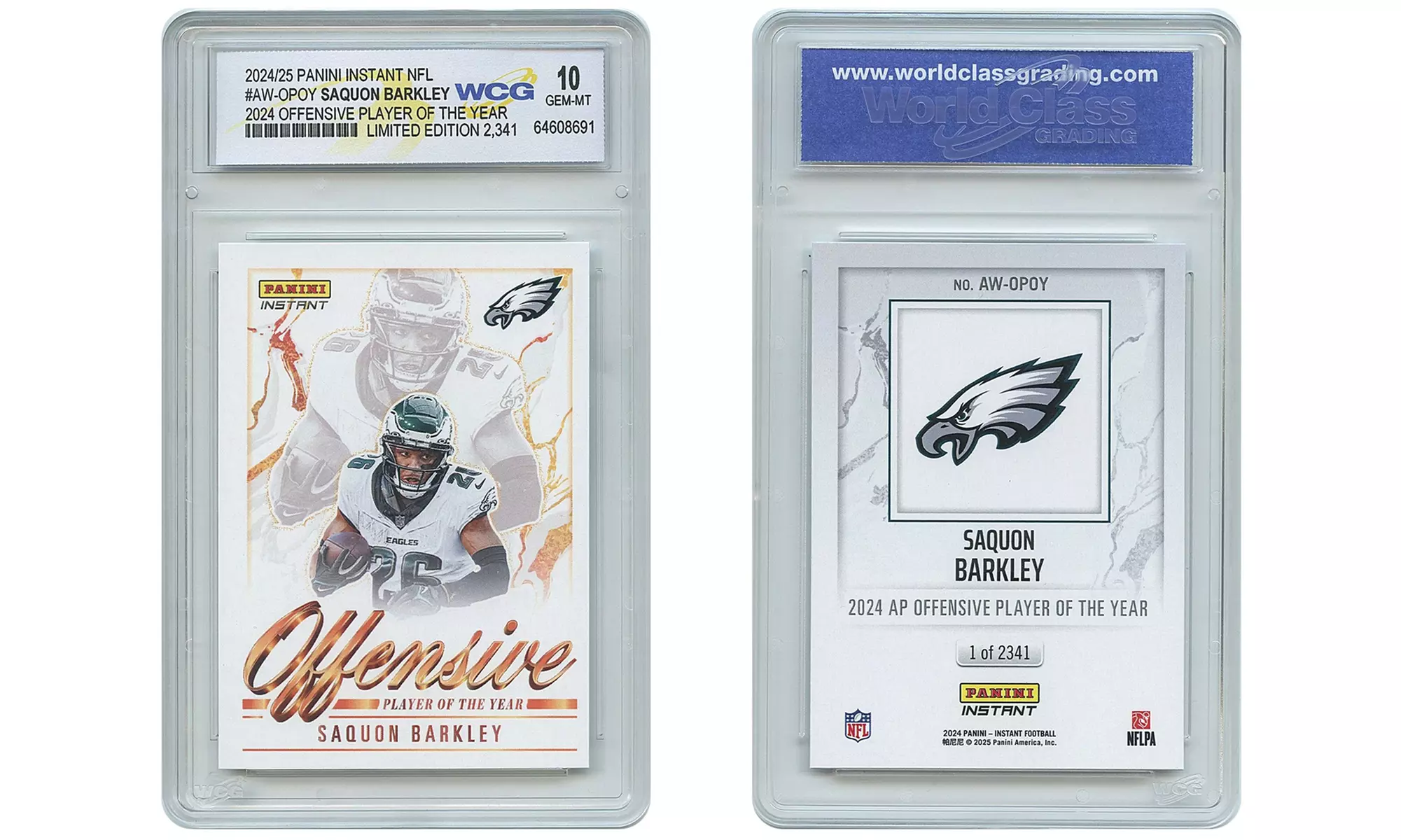 2024 Panini SAQUON BARKLEY NFL Offensive Player of Year Card Eagles Gem Mint 10