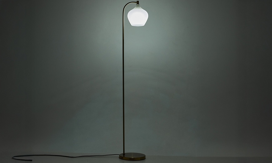 Image 4: Living And Home Gold Floor Lamp, Frosted Glass Shade, 150cm Height