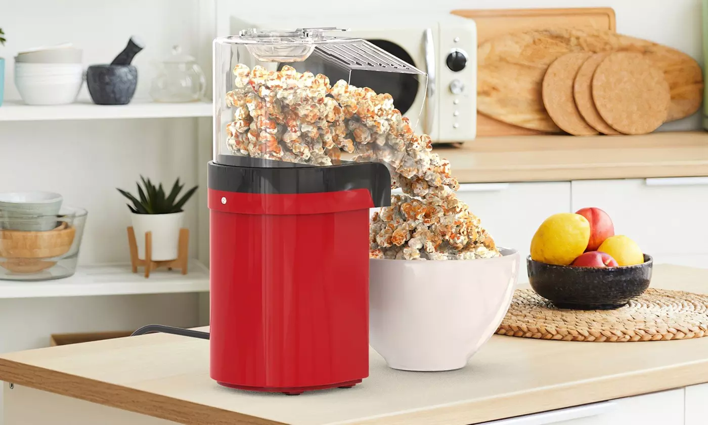 NewHome 1200W Hot Air Popcorn Maker with Butter Warmer and 8-Cup Capacity