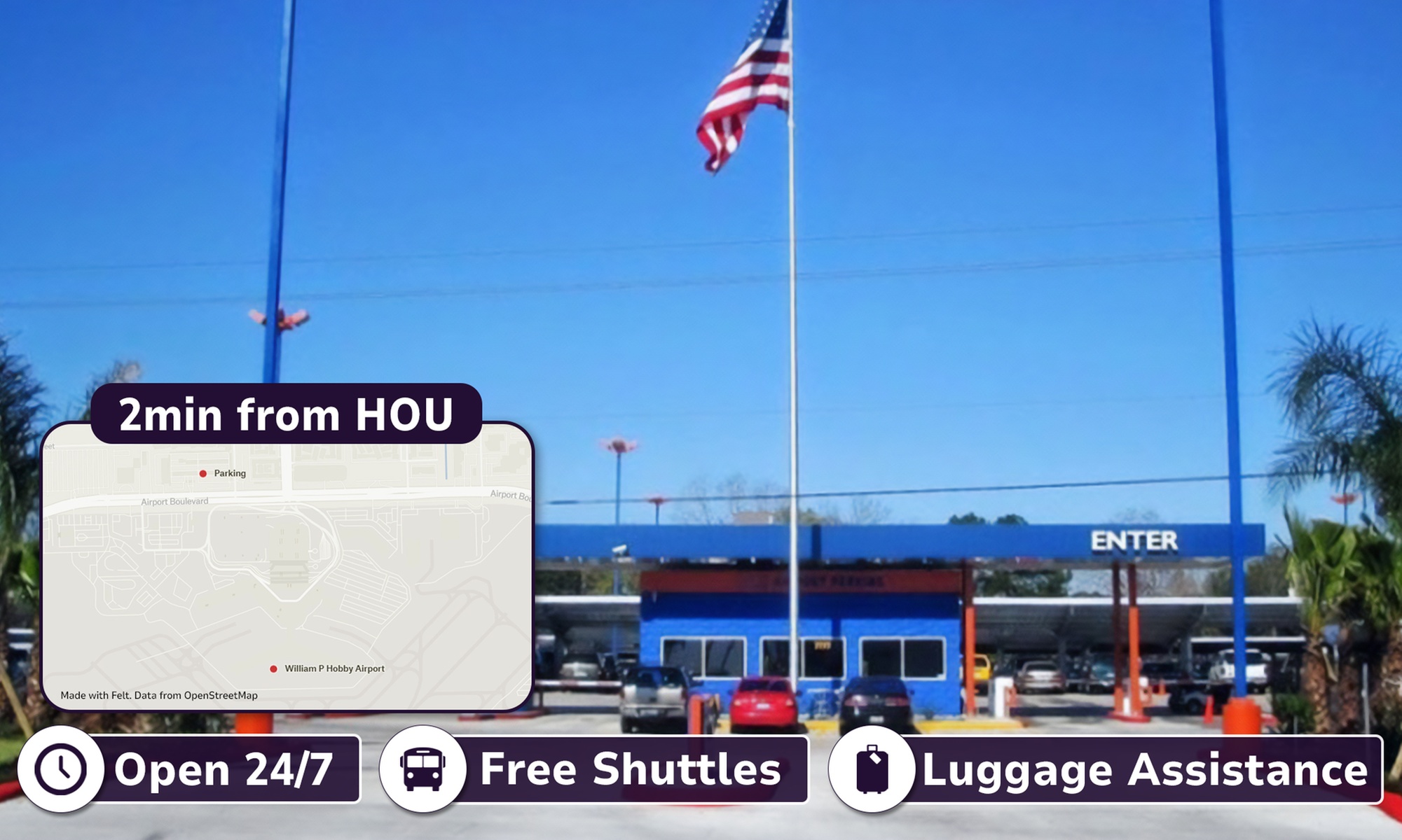 Up to 24% Off 3/5 Day Covered/Uncovered Airport Parking at HOU