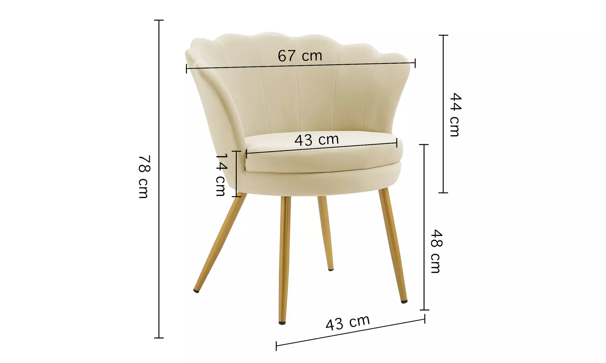 Fluwelen schelpfauteuil