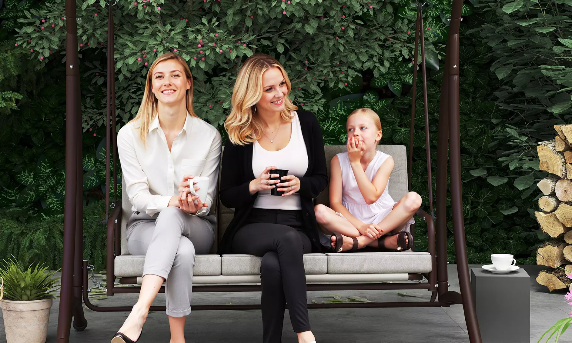 Outsunny 3 Seater Garden Swing Seat Bed