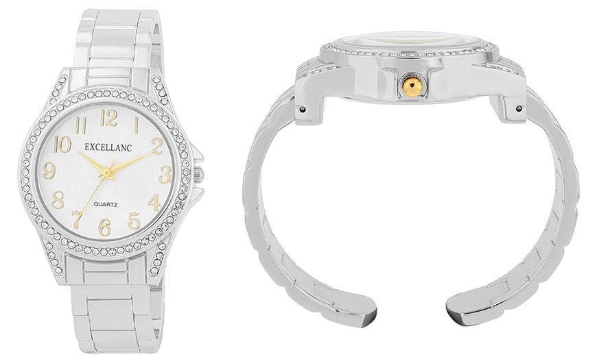 Image 3: Reloj de pulsera analógico con piedras brillantes de Excellance