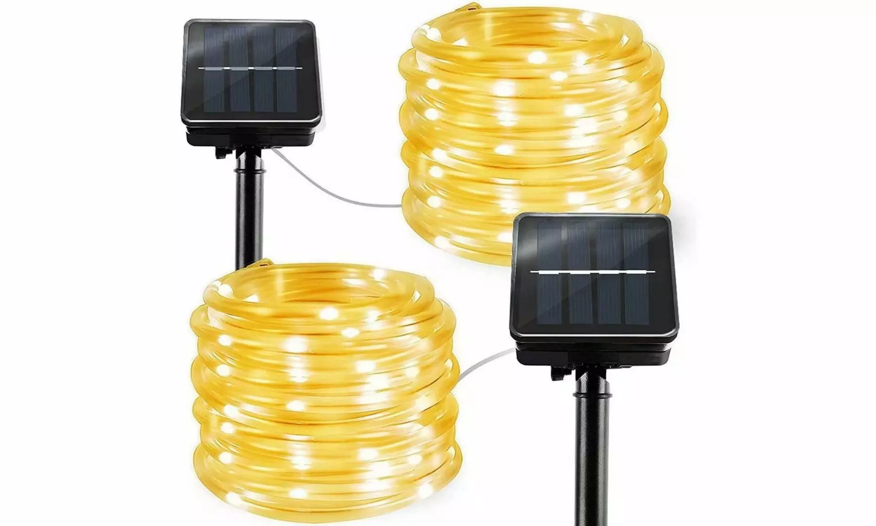 2 Pack Solar String Lights Outdoor Rope Lights 8 Modes 200 LED Solar Fairy Light
