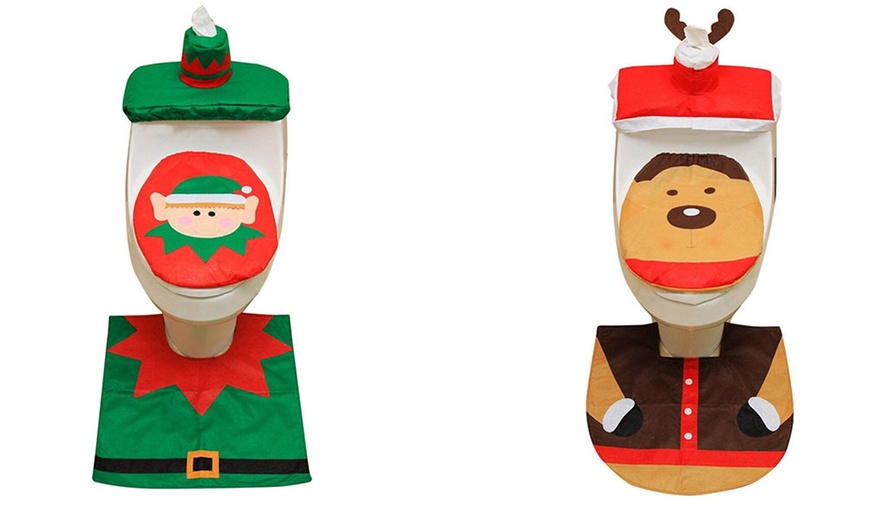 Image 13: Three-Piece Xmas Toilet Cover