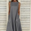 Image 5: Lightweight Sleeveless A-Line Dress in Cotton & Linen