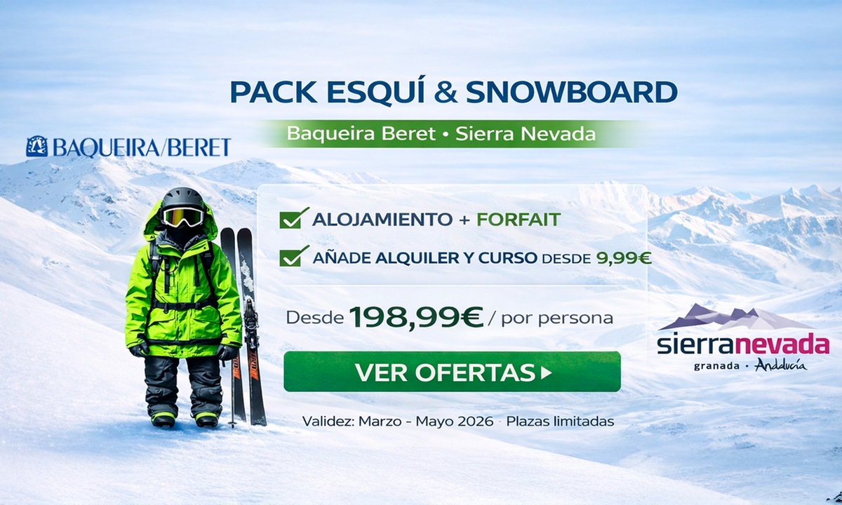 Alquiler de equipo de nieve para niño o adulto y opción a alojamiento