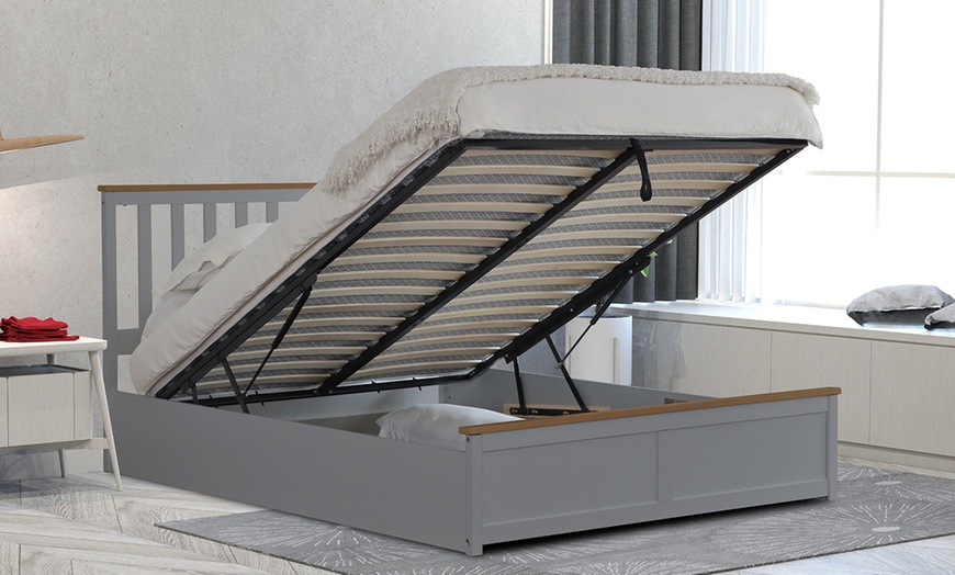 Image 2: Wooden Gas Lift Ottoman with optional Mattress